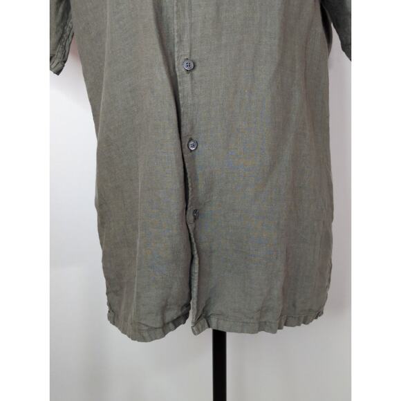 Theory Green Button Up Linen Short Sleeve Casual Top Women's Small - Picture 3 of 7